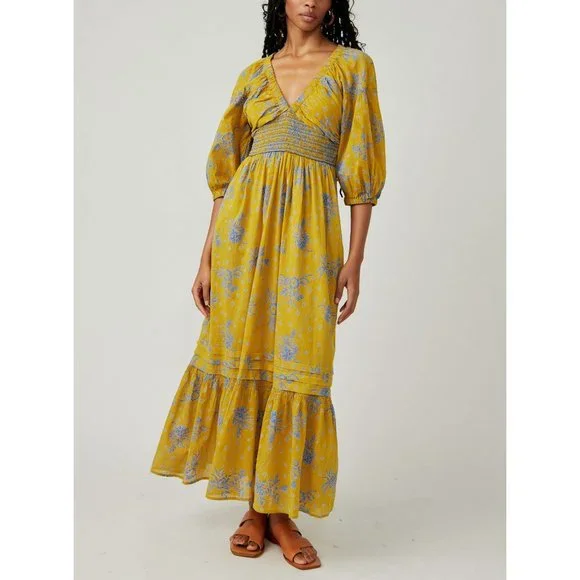 Free People | Dresses | Free People Golden Hour Maxi Dress Egyptian Palm  Combo | Poshmark